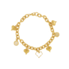 sem-codigo-caixa-22-M-2.png Pulseira Feminina, na Corrente Elo com Pingentes de Coração, Banhado