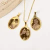 Colar com Pingente Oval de Foto Gravação, Banhado a Ouro