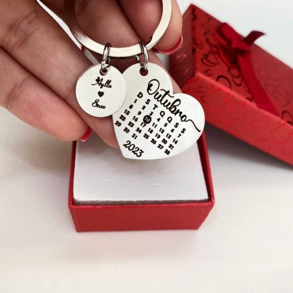 Chaveiro Calendário Coração, Per...