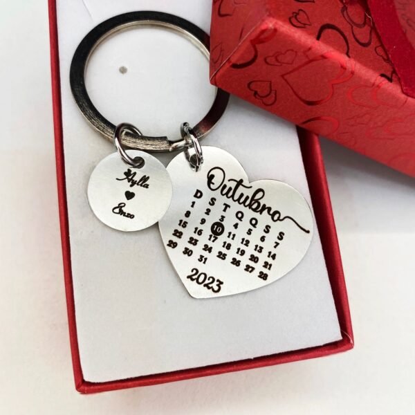 Chaveiro Calendário Coração, Per...