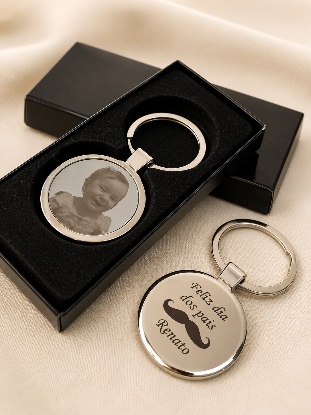Chaveiro Inox Redondo Personalizado, com Gravação a Laser - Imagem 3