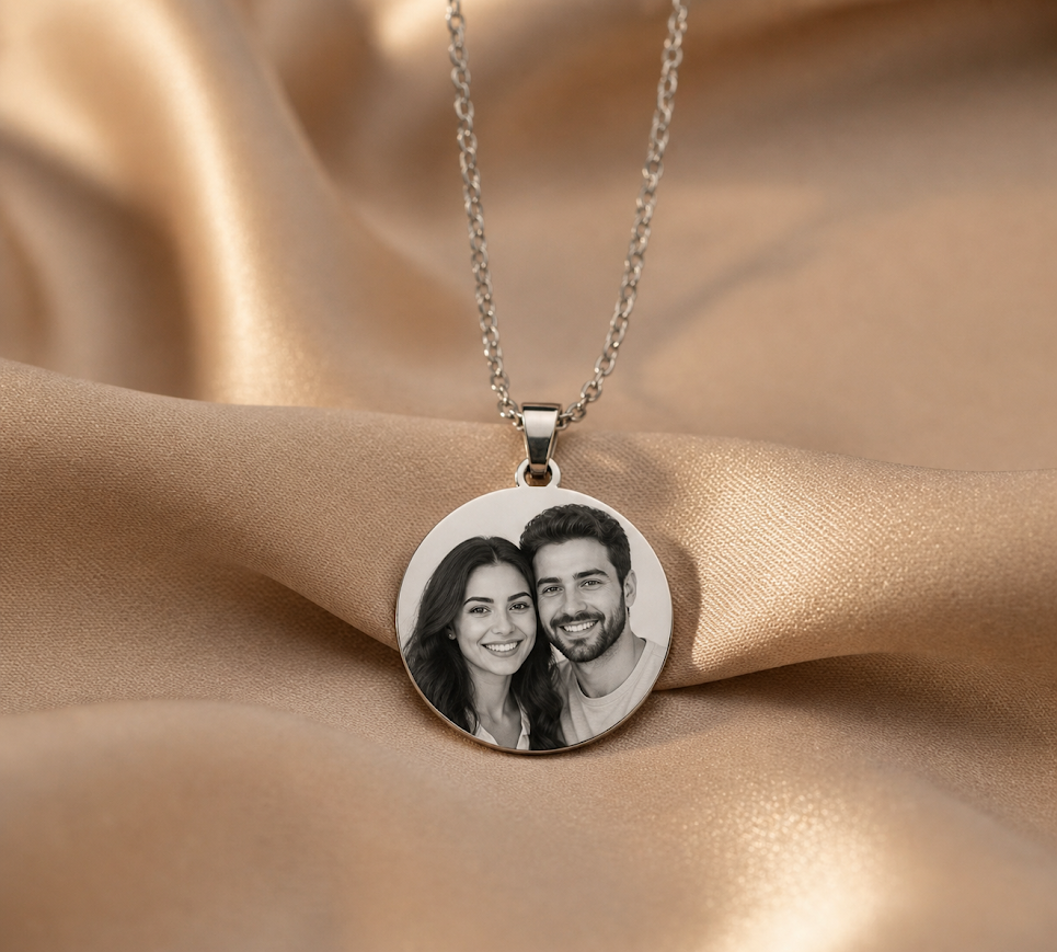 Colar Redondo, Personalizado com Foto Gravação, Aço Inox - Imagem 3
