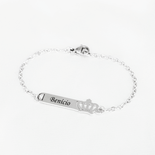 Pulseira Infantil, Coroa, Aço Inox