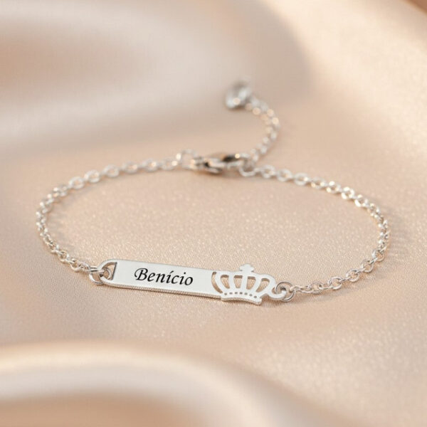 Pulseira Infantil, Coroa, Aço Inox