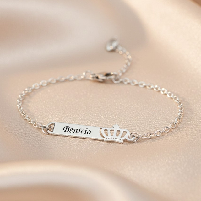 Pulseira Infantil, Coroa, Aço Inox
