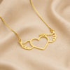 Colar Mãe de Anjo, Coração com Asas e Auréola Banhado a Ouro