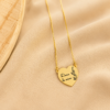 coração 2 cm Colar de Coração Pequeno, Personalizado com Fotogravação, Banhado a Ouro
