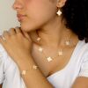 Conjunto Colar e Pulseira de Trevos, Banhado a Ouro 18k