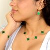 Conjunto Colar e Pulseira de Trevos, Banhado a Ouro 18k