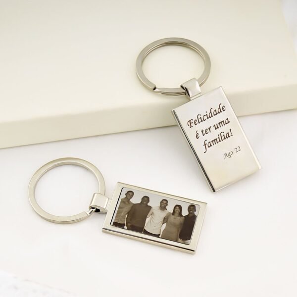 Chaveiro Inox Retangular Personaliz...