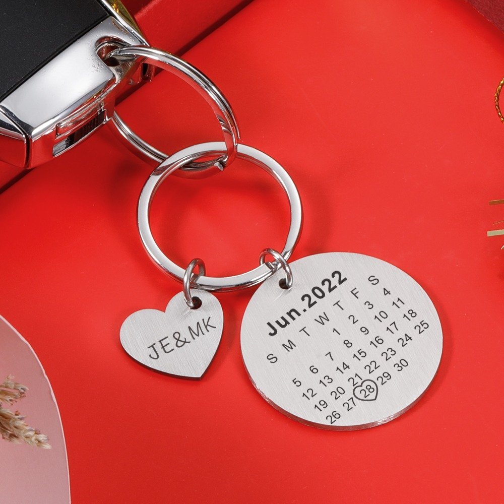 Chaveiro Calendário Redondo, Personalizado, Aço Inox