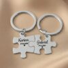 BRINCO PERSONALIZADO-0015 Chaveiro Quebra Cabeça, Personalizado com Nome, Casal, Aço Inox