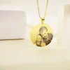 Colar Redondo 2,5cm, Personalizado com Foto, Gravação a Laser, Banhado a Ouro