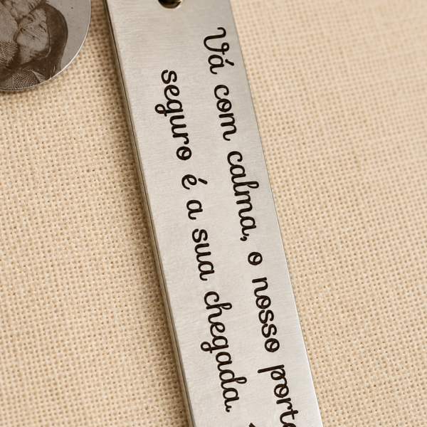 Chaveiro Personalizado, Plaquinha Gravação a Laser com Foto e Frase, Aço Inox