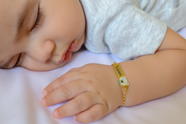 12.png Pulseira Infantil Ursinho/a Resinados, Personalizado com Nome, Banhado