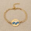 Pulseira-Personalizada-carrinho.jpg Pulseira Infantil com Pingente Personalizado Resinado, Banhado a Ouro
