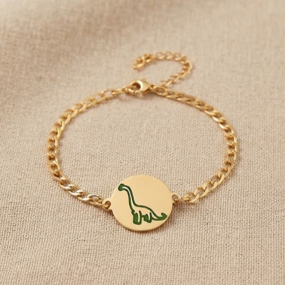 Pulseira Infantil com Pingente Personalizado Resinado, Banhado a Ouro