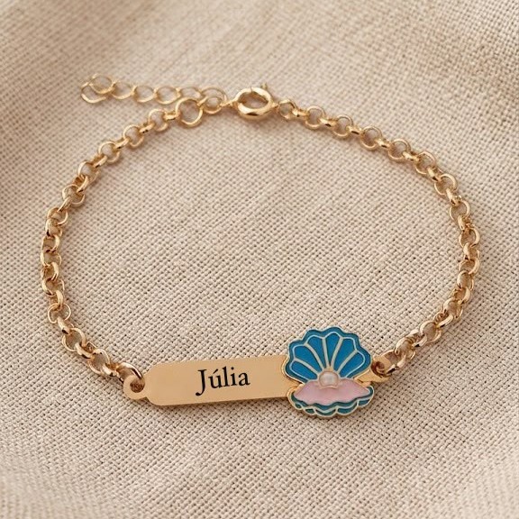 Pulseira Infantil Concha com Resina...