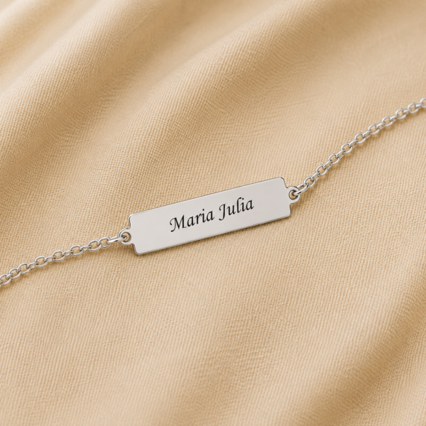 Pulseira Infantil, Placa Lisa, Aço...