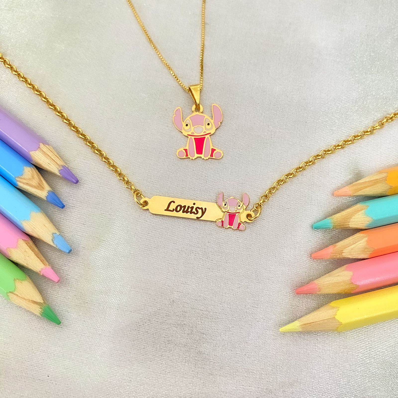 Conjunto Infantil Colar e Pulseira, Personalizado, Banhado a Ouro 18k - Imagem 3