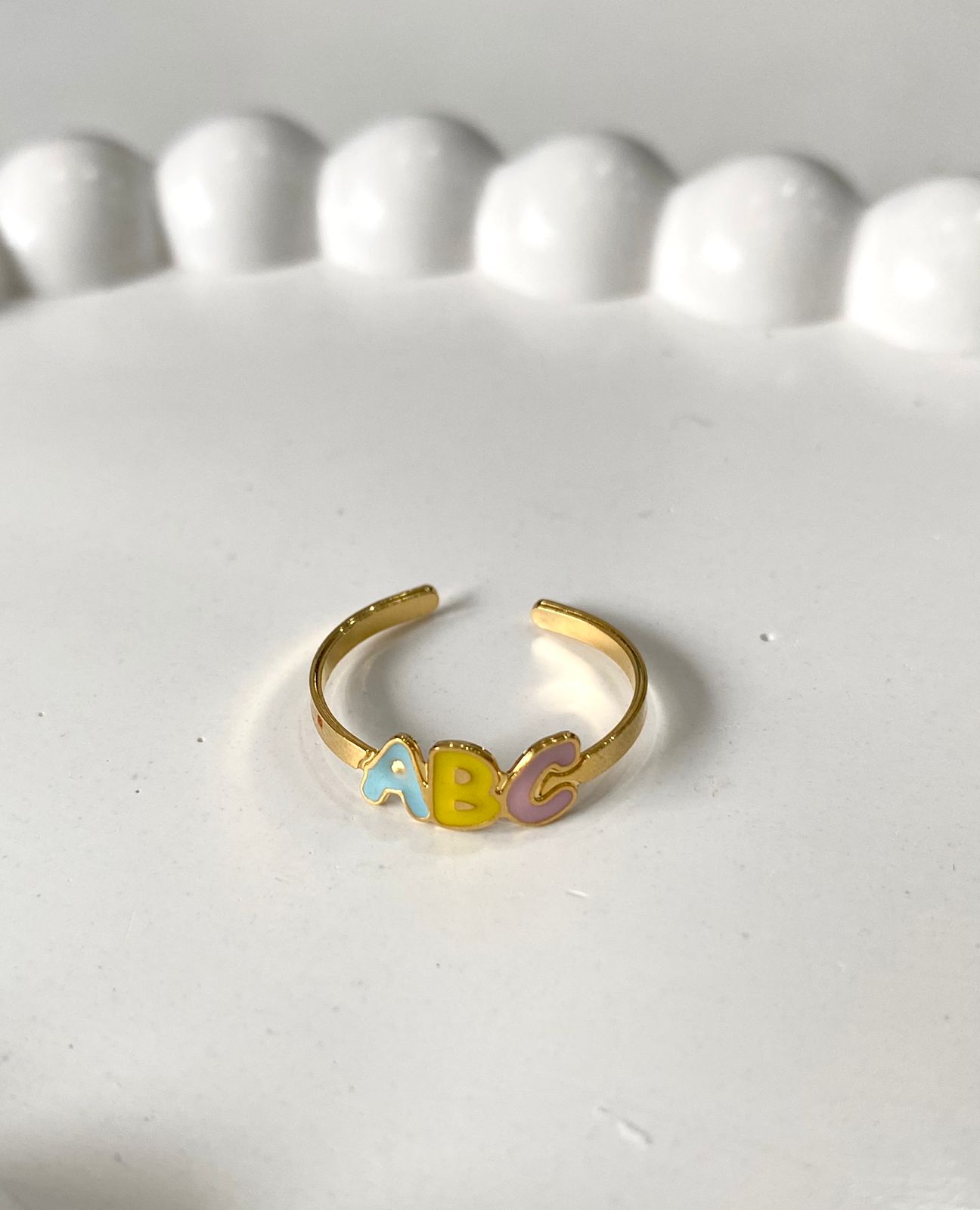 Anel de Formatura Infantil, ABC Colorido, Banhado a Ouro 18K - Imagem 2