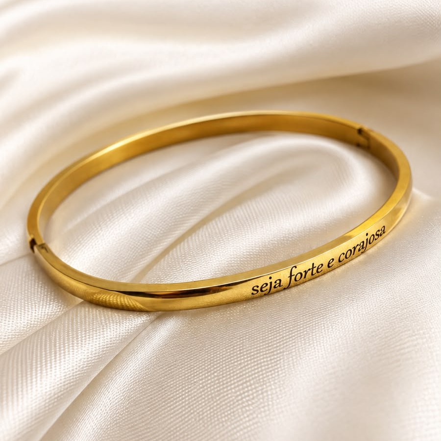 Bracelete Feminino, Personalizado, em Aço Inox Dourado
