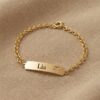Pulseira Infantil, Estrela Vazada com Nome Personalizado, Banhado a Ouro