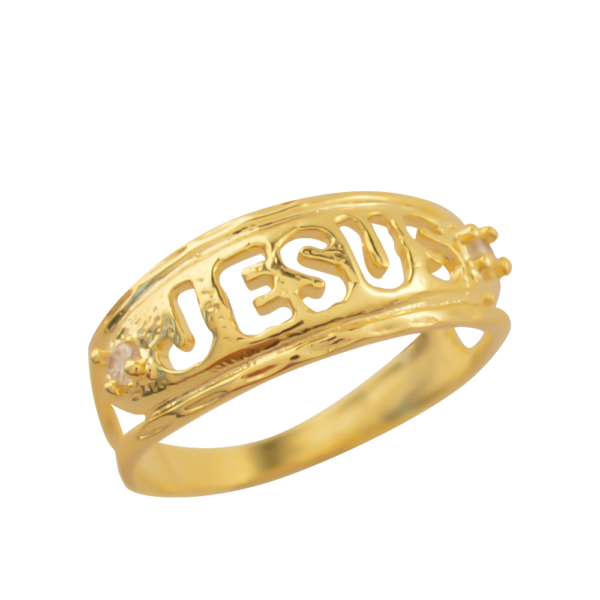 3000085-AN.png Anel Jesus Vazado, com Duas Zircônias na Ponta, Banhado